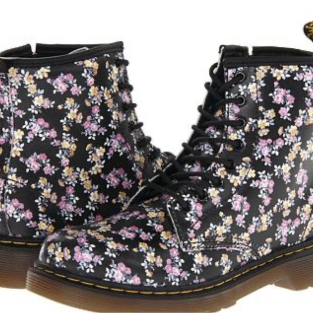 Dr. Martens Delaney Floral Leather Lace Up Ankle Boots